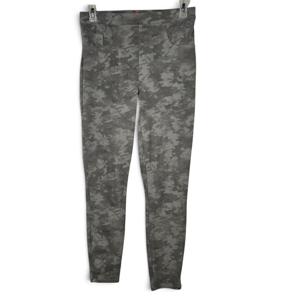 Spanx Leggings Women Large Jean-ish Grey Camo High Rise Slimming Twill Slimming